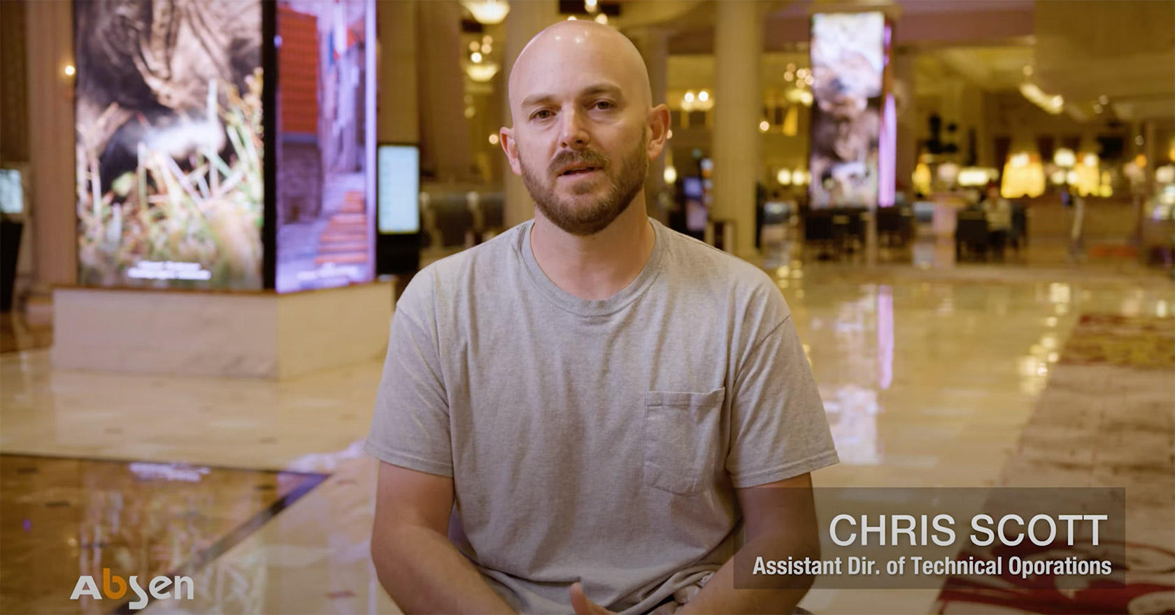 Man explaining about Absen Projectors